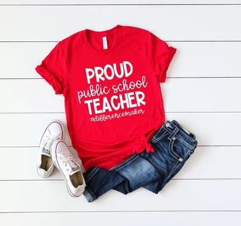 Mokytojas Marškinėliai Didžiuotis Valstybinės Mokyklos Mokytojas Mokytojas Komandos Marškinėliai RedforEd Dėvėti Raudonos Ed Skirtumas Maker O252
