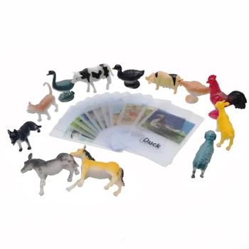 Montessori Gyvūnų Rungtynės Korteles Miniatiūrinės Figūrėlės su 2 Dalies Atitikimo Kortelės Kalbą Medžiagų Korteles Žaidimo Galvosūkiai Vaikams