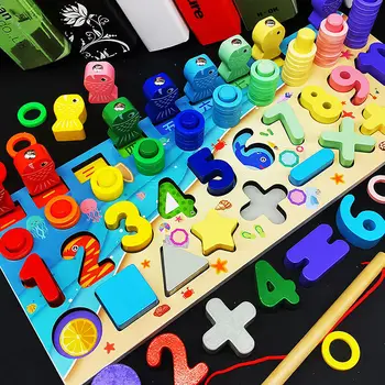 Montessori ugdymo mediniai žaislai Vaikams Multi-funkcija Logaritminis Valdybos Formos atitikimo pažinimo mokymo pagalbos Matematikos Žaislai