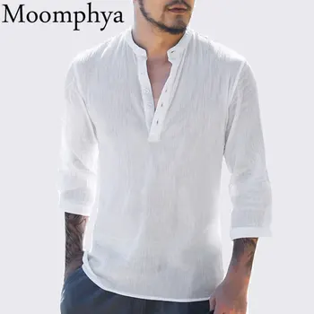Moomphya Atsitiktinis medvilnės ilgomis rankovėmis marškinėliai vyrams Giliai V kaklo vyrų t-shirt streetwear marškinėlius Prarasti juokinga t marškinėliai topai marškinėliai homme