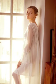 Moteris Ilgą Pižamą Nėštumo Pijamas Retro Princesė White Night Dress Motinystės Sleepwear Medvilnės Motinystės Suknelė