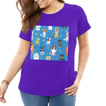 Moteriški marškinėliai Didelių Dydžių Animacinių filmų Šunys Ir Pėdsakas Moterų, Trumpas Top Marškinėliai Tee Negabaritinių Marškinėliai Moterims Streetwear