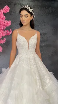 Moterų Balta Nėrinių Išsamiai Pynimas Sijonas Princesė Vestuvių Suknelė iki 2021 m. Modelio Vestuvinė Suknelė Modelis Nuotakos Suknelė Stilingas ir Kokybės