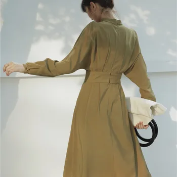 Moterų Derliaus prancūzų Stilius-line Šalies Midi Suknelė Ilgai Batwing Rankovės Elegantiškas Atsitiktinis Suknelė 