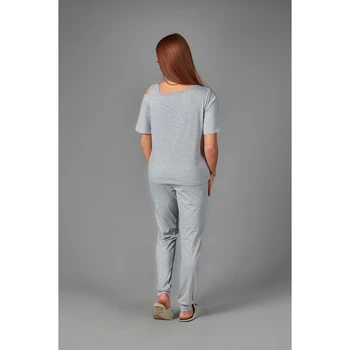 Moterų kostiumas (T-marškinėliai, kelnės), pilkos spalvos, dydis 44