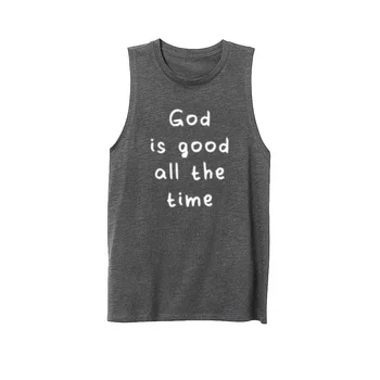 Moterų Krikščionių Dievas yra Geras, visą Laiką Fitneso Treniruotės Atsitiktinis Bakas Vest Sleveless Topai Marškinėliai
