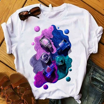Moterų Lady Marškinėliai Makiažas 3D Išspausdintas Ponios Marškinėlius trumpomis Rankovėmis Laisvi Marškinėliai Moterims, Moterų Topai Rūbų, Grafinis T-shirt