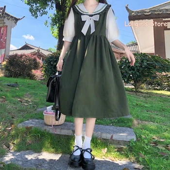 Moterų Literatūros Mažų šviežių Atsitiktinis Suknelė Paauglių Mergaičių Studentų 2020 Metų Vasaros Naują Retro Prarasti karinio jūrų Laivyno Apykaklės Bowknot Princesė Dress korėjos