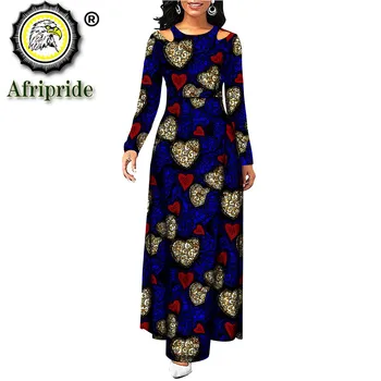 Moterų Maxi Suknelė Afrikos Ankara Spausdinti Oficialų Suknelė Aukštos Wasit Tiesiai Suknelė Dashiki Komplektus Grynos Medvilnės Ponios Suknelė S2025032