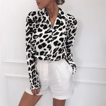 Moterų Palaidinė Temperamentas Leopardas Spausdinti Plius Dydis Moterų Viršūnes Ir Palaidinės, Marškinėliai 2019 Lady Office Marškinėliai Tunika Atsitiktinis Palaidų Viršūnės