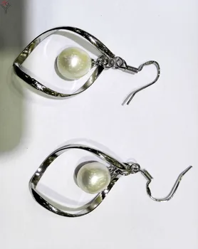 Moterų Papuošalai, Auskarai Ryškiai Baltas Perlas Tuščiaviduriai Tabaluoti Kablys Auskarai Natūralių Gėlavandenių perlų pabrėžti pearl