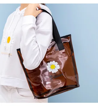 Moterų PVC Daisy Modelis Tote Maišą, Mados Pečių Maišą Didelės Talpos Rankinėje Kosmetikos Saugojimo krepšys Kasdieniam Naudojimui