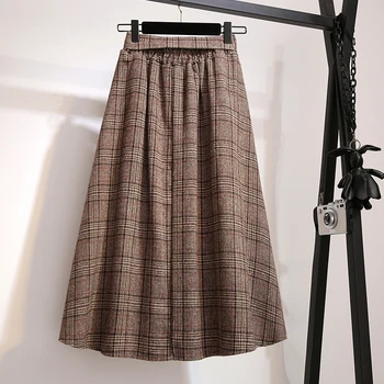 Moterų rudenį ir žiemą, vilnonis sijonas 2020 naujų riebalų mm sijonas 200 kg, rodo plonas, aukštas liemuo ir didelis swing sijonas
