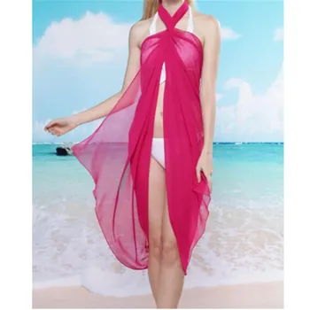 Moterų Sexy Šifono Bikini Padengti-iki 2018 Nauja Seksuali Wrap Pareo Suknelė Sarongas Paplūdimio Vientisų Maudymosi kostiumai Padengti Iki Šalikas maudymosi kostiumėlį, Padengti ups