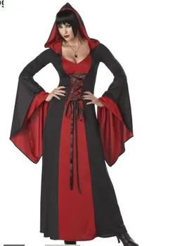 Moterų Viduramžių Laikų Suknelė Vintage Palace Suknelė Seksualus Raganos Vampyras Zombie Suknelė, Kostiumas 2VNT Nustatyti, Helovyno Cosplay Kostiumas