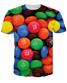 Moterų, Vyrų 3d M&M Marškinėliai Traškus Šokoladinis Spalvinga Mygtuką formos Saldainiai Pavogė Amerikos Širdies Print T Shirt Camiseta Summer Tee
