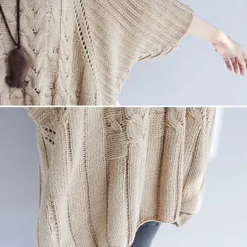 Moterų Žiemos Megztiniai Negabaritinių Prarasti Derliaus Dydžio Megztinis Viršūnes 2020 M. Rudens Žiemos Naujas Plus Size Batwing Megztas Megztinis