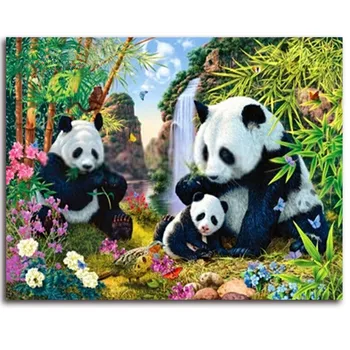 Mozaikos Gyvūnų Siuvinėjimo Panda Rankdarbiams Kalnų Krištolas National Treasure Kryželiu Kinijos Gręžimo Žingsnis Rinkinys