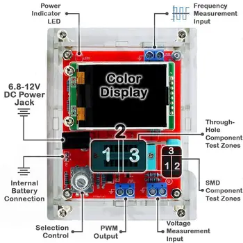 Multi-funkcija TFT LCD GM328 Tranzistorius Testeris LCR ESR Aikštėje Talpos Generatorius METRŲ Diodų Signalo matuoklis banga PWM Frequ O5F7