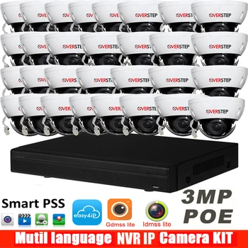 Mutil kalba 32ch POE kamera rinkiniai NVR4232-4KS2 4K H. 265 diktofonas su 32pcs 3MP vandeniui dome kamera IPC-HDBW1320E