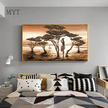 MYT Afrikos Rudens Peizažas Aukštos Kokybės Abstrakčiai Naftos Tapyba Ant Drobės Namų Dekoro Medžio, Sienos Nuotraukas Neįrėminti