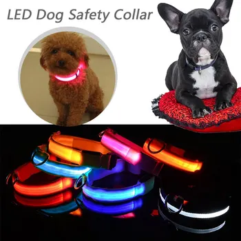 Naminių Šunų Antkaklis Mirksi Šviesos Saugos Šviesos Iki Nailono Šunų Reikmenų Gyvūnėliams, Gaminiai, Reikmenys, naminių Gyvūnėlių Apykaklės USB Įkraunama LED