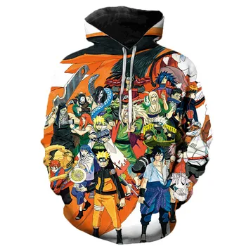Naruto 3D atspausdintas palaidinukė, vyriški ir moteriški megztiniai, didelis gobtuvu neoficialūs drabužiai, 3D Hoodie