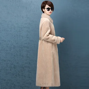Natūralių kailinių avių kirpimo, žiemos paltai moterims, korėjiečių ilgą striukę, moteriški drabužiai 2020 m., Manto g., už