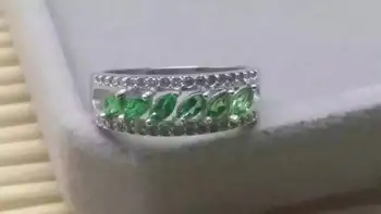 Natūralus žaliasis smaragdas, perlas Žiedas Natūralus akmuo žiedas 925 sterlingas sidabro madinga, Elegantiška Žalios masyvo moterys šalis dovana, Papuošalai
