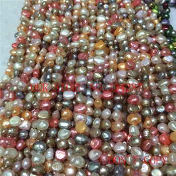 Natūralūs gėlavandenių perlų išsibarsčiusios netaisyklingos spalvotų 6-7 mm prarasti karoliukai 14