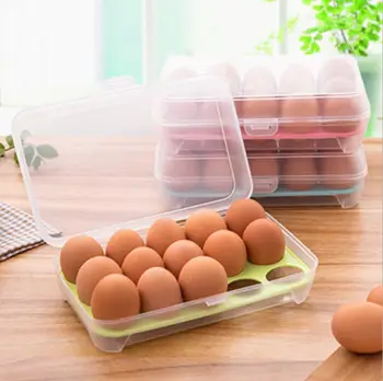 Naudinga, Patogu Kietų Kiaušinių Laikymo 15 Skylių Vieną Langelį Nešiojamą Šaldytuvą Šviežių Konteinerių Atveju