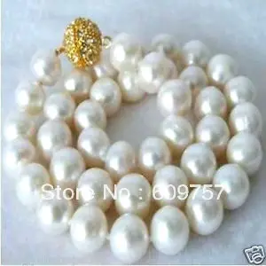 Naudoti Natūralių Perlų KAROLIAI Gamtos Didžiulis 9-10mm Baltos spalvos gėlavandenių perlų vėrinį 42-44CM ILGIO Gamyklos Didmeninės kainos Giftword f