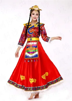 Nauja high-end ilgai skyriuje Tibeto šokių kostiumai moterų mažumų suaugusiųjų Tibeto rankovėmis Slim veiklos drabužiai