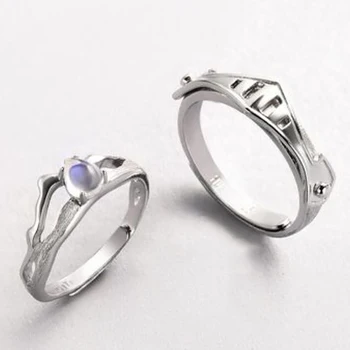Nauja sidabro pora princesė ir riteris prabangių Japonijos korėjiečių nišą dizaino romantiška šviežių atidarymo kolonėlė pora žiedas