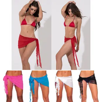 Nauja Siunta Minkštas Šifono Moterų Sexy Wrap Pareo Suknelė Sarongas Paplūdimio Bikini Maudymosi Kostiumai Padengti Iki Šalikas Kietas Vasaros Atostogų Danga-Ups