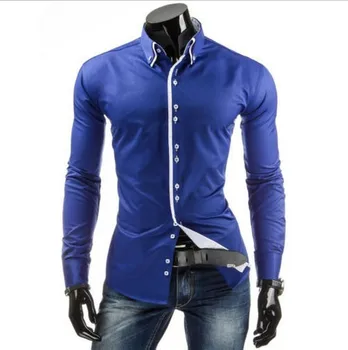 Nauja stiliaus vyriški laisvalaikio spliced ilgas rankovėmis marškinėliai, eBay greitai parduoti žmogus, paprastas, plonas shirt mens suknelė prancūzų manžetai denim marškinėliai