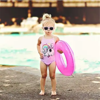 Nauja Vaikiška Kūdikių Mergaičių Maudymosi kostiumai Vaikas Kūdikių Mergaičių Mielas Vienaragis vientisas maudymosi Kostiumėliai, Bikini maudymosi kostiumėlį, Maudymosi Kostiumas, Paplūdimio 0-24Months