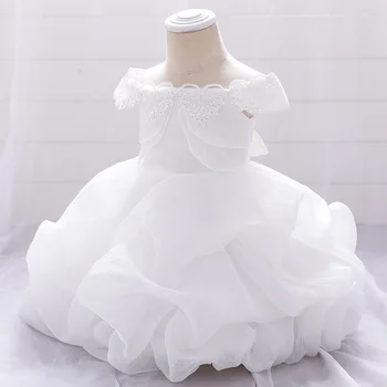 Nauja Vaikų grupė drabužių, gėlių mergaičių suknelės vestuvėms vestidos kūdikiams, kūdikių suknelė Princesė Didelis lankas tutu kostiumas