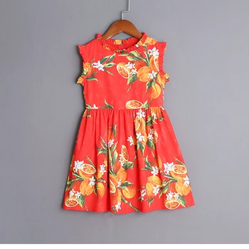Nauja Vasaros citrinų spausdinti plisuotos rankovių sijonai šeimos kostiumą drabužių motinos ir kūdikio mergina dress vaikų mergaičių mados suknelės