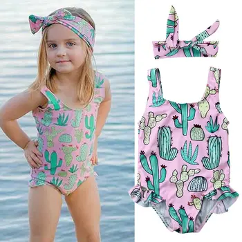 Naujagimio Bamblys Baby Girl Plaukti be Rankovių Catus maudymosi kostiumėlį, maudymosi Kostiumėliai, Plaukimo Vasaros Bodysuit Mielas Vasaros Paplūdimio Drabužiai SS