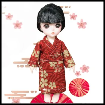 Naujas 16cm BJD Doll 1/12 Drabužių Priedai Kinijos Kostiumų Modeliavimas Etninės Stiliaus Kimono Drabužiais 