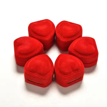 Naujas 1Pcs Mini Mielas Raudona, Vežančių Sulankstomas Atveju Ekranas Papuošalų Dėžutė Pakuotės Patvarus Raudona Širdies Formos Atidarykite Dangtelį Aksomo Žiedo Dėžutę