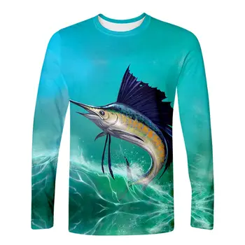 Naujas 3D Žuvies Long Sleeve T Shirt Streetwear Mados 3D Ilgai marškinėliai Pavasarį, Rudenį Unisex Mylintis Harajuku Marškinėliai Hipster Kvėpuojantis