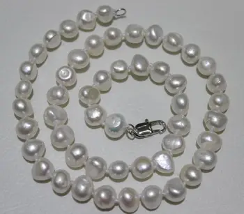 Naujas 9-10mm baltas baroko gėlo vandens dirbtiniu būdu išaugintų perlų Vėrinį 18