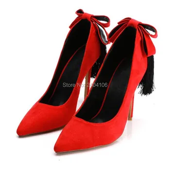 Naujas atvykimo moterų siurbliai pavasario seksualus pažymėjo tne raudona plona zomša aukšti kulniukai nuotakos vestuvių batai šalies prom ponios batai