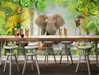 Naujas Custom 3D Didelės Freskos Tapetai, cartoon kids gražus gamtovaizdis, miškas dramblys vaikų kambarys, TV Foną gyvenimo Miegamasis
