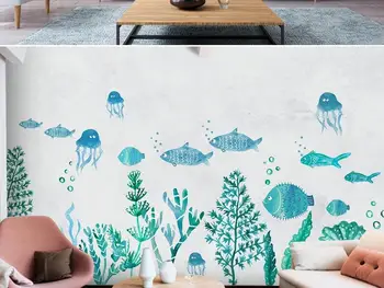 Naujas Custom 3D Didelės Freskos Tapetai Šiaurės minimalistinio animacinių filmų povandeninis gyvūnų, vaikų kambarys, TV Foną gyvenimo miegamasis