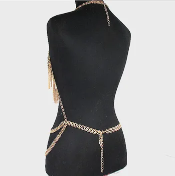 Naujas deisgn Sidabro Aukso kūno grandinių Šokių Sparnus Dress Kostiumai Etapo Rezultatus moteriškų Rūbų Šalies Prekių