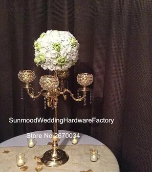Naujas dizainas skiedra geležies chorme krištolo rutulį žvakė stovi, vestuvių puošmena