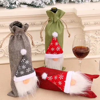 Naujas Kalėdų Raudono Vyno Butelis Apima Maišelį Rinkiniai Kūrybinių Atostogų Santa Claus Šampano Butelio Dangtelį, Kalėdų Dekoracijos Namams